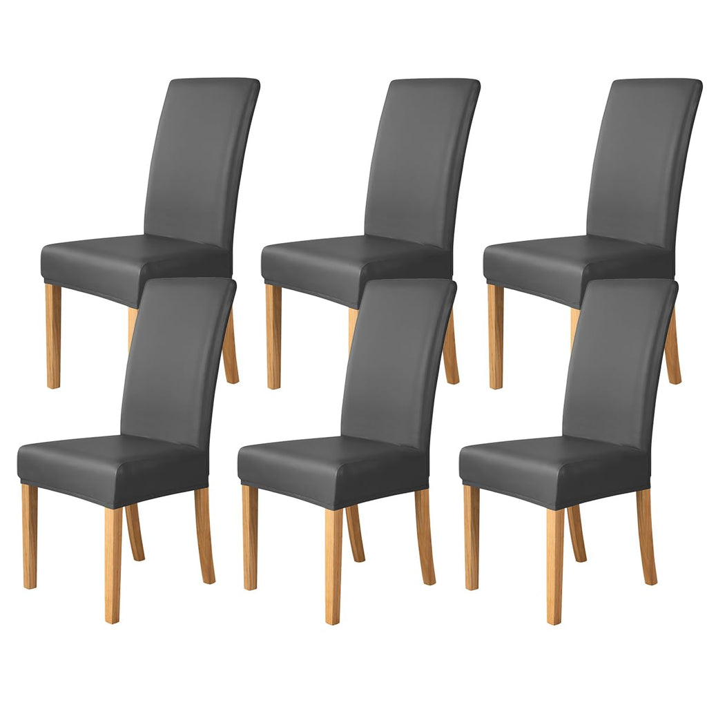 Set of 6 Black Pu Leather Dining Chair Cover L2959