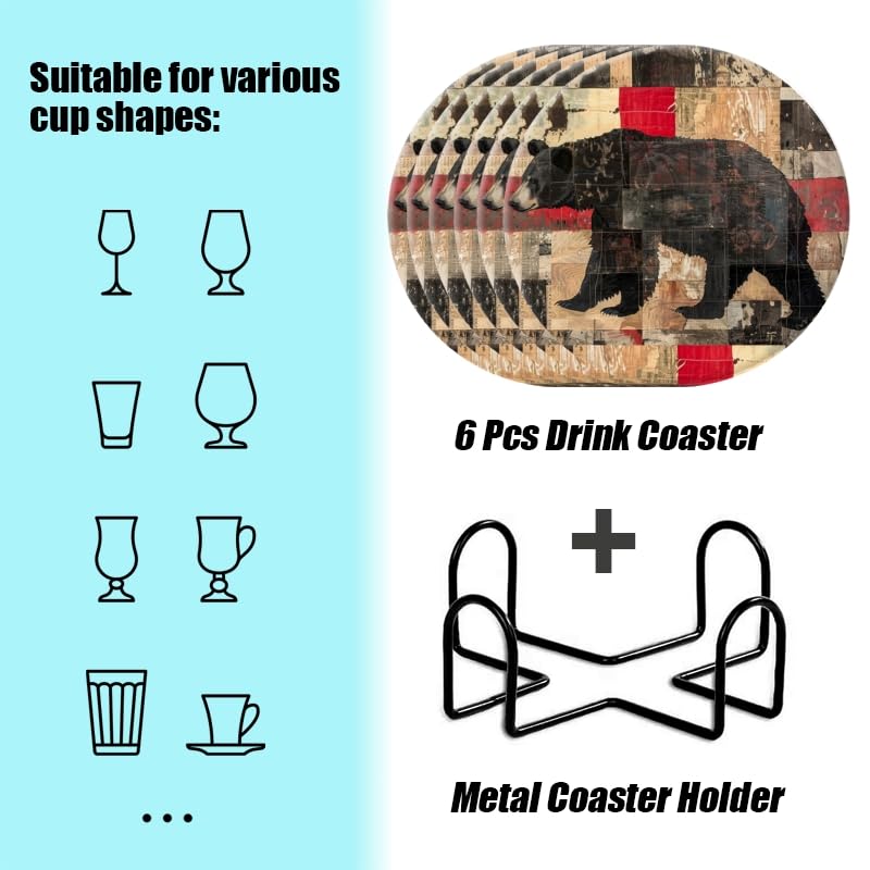 Set of 6 Ceramic Coasters with Holder Y9282