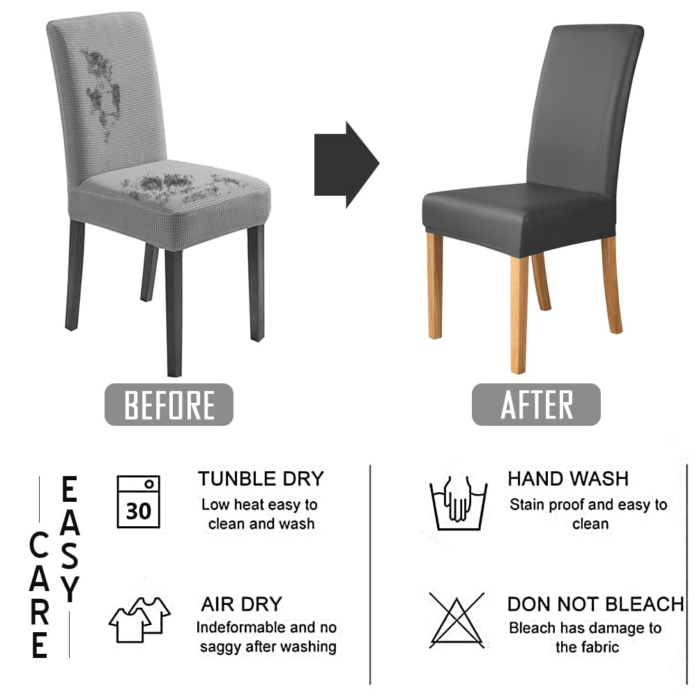 Set of 6 Black Pu Leather Dining Chair Cover L2959