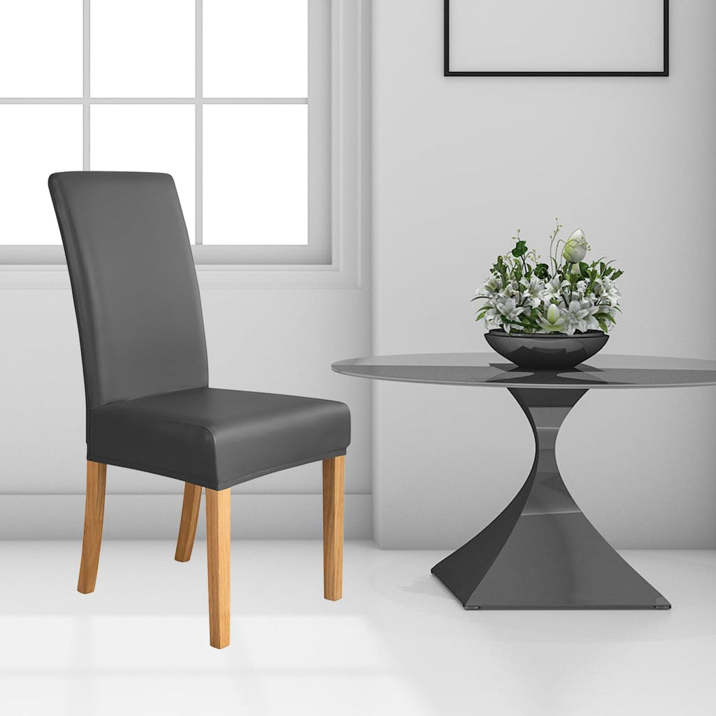 Set of 6 Black Pu Leather Dining Chair Cover L2959