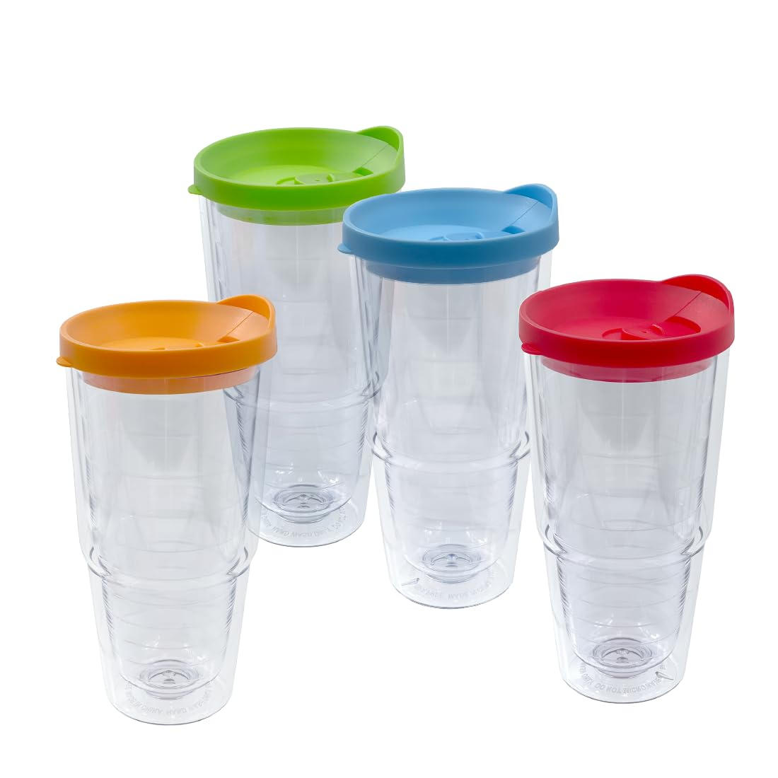 20 oz 4 Pack Double Wall Clear Acrylic Tumbler Cups with Lids T133477
