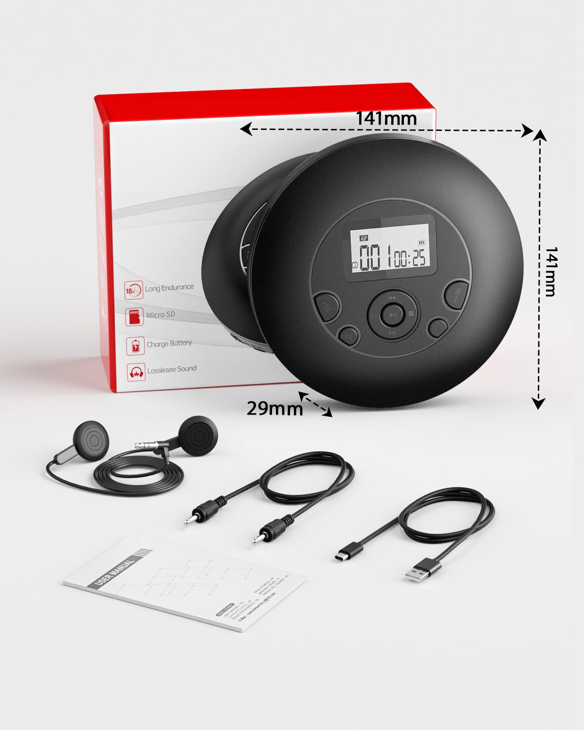Portable CD Player Rechargeable with Headphones R250046