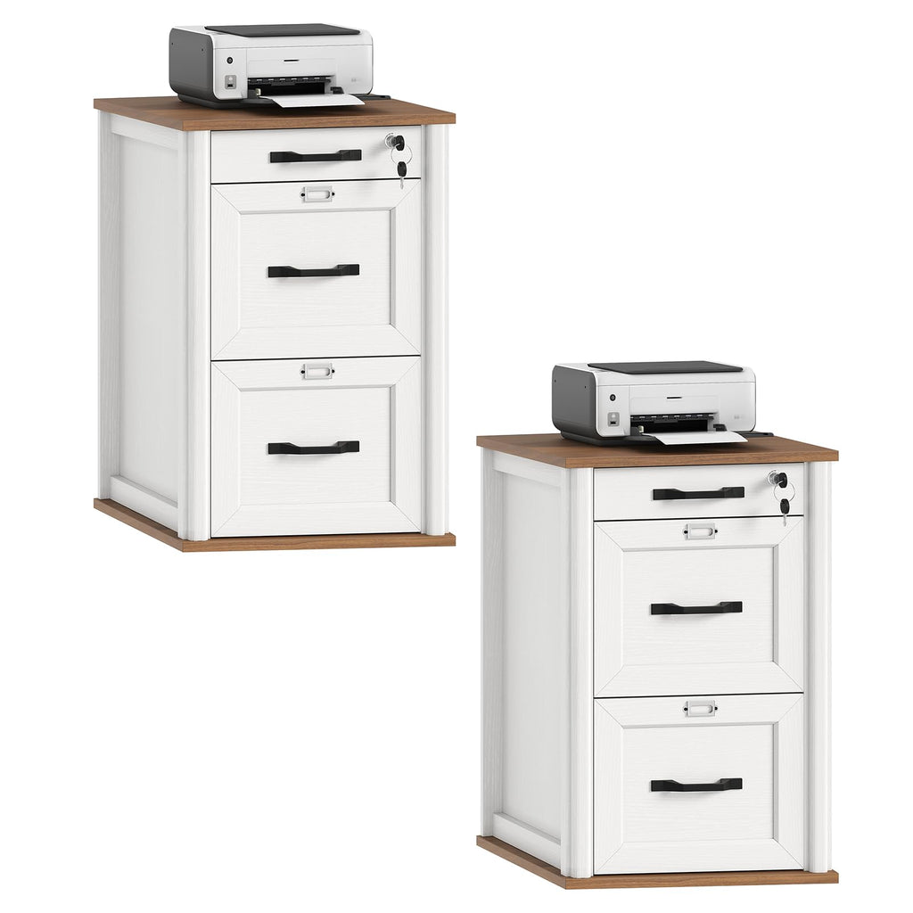 3 Drawer File Cabinet with Lock Set of 2 S611