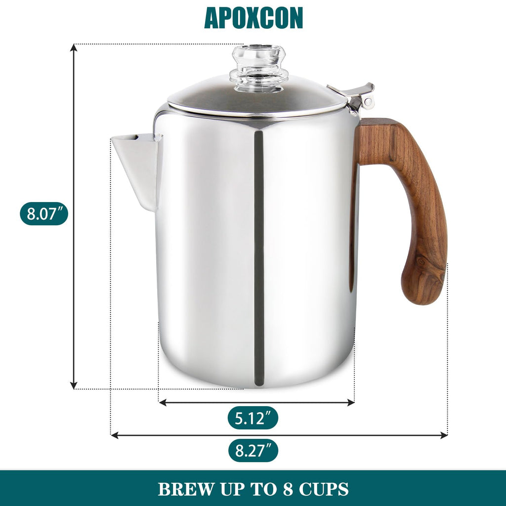 Coffee Percolator Pot Stainless Steel 8 Cup O655