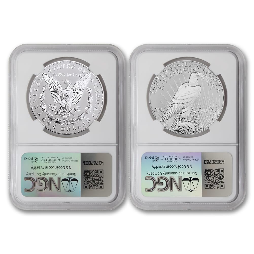 Set of 2 American Silver Morgan and Peace Dollar U71635