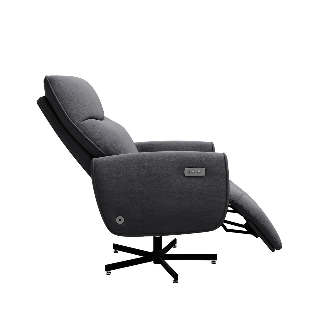 Grey Velvet Swivel Rocker Recliner Chair with USB & Type-C Charging K102