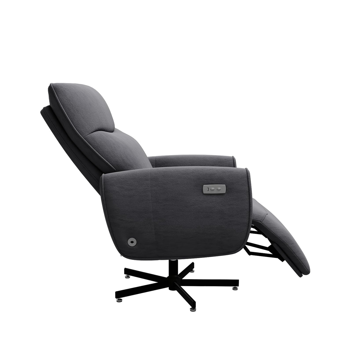 Grey Velvet Swivel Rocker Recliner Chair with USB & Type-C Charging K102