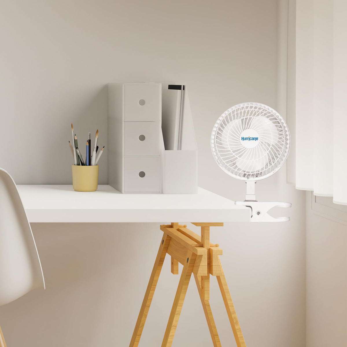 White 2-Pack 6" Clip-On Table Fan with 2 Quiet Speeds A39436