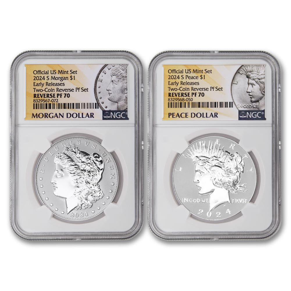 Set of 2 American Silver Morgan and Peace Dollar U71635