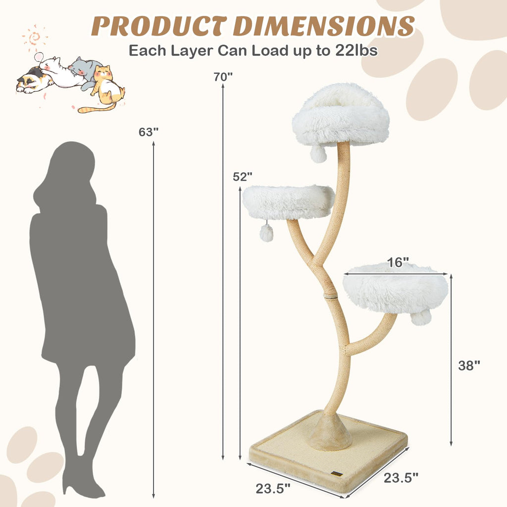 70 Inch Multi-Level Cat Tree with Perches and Scratching Posts Z10170