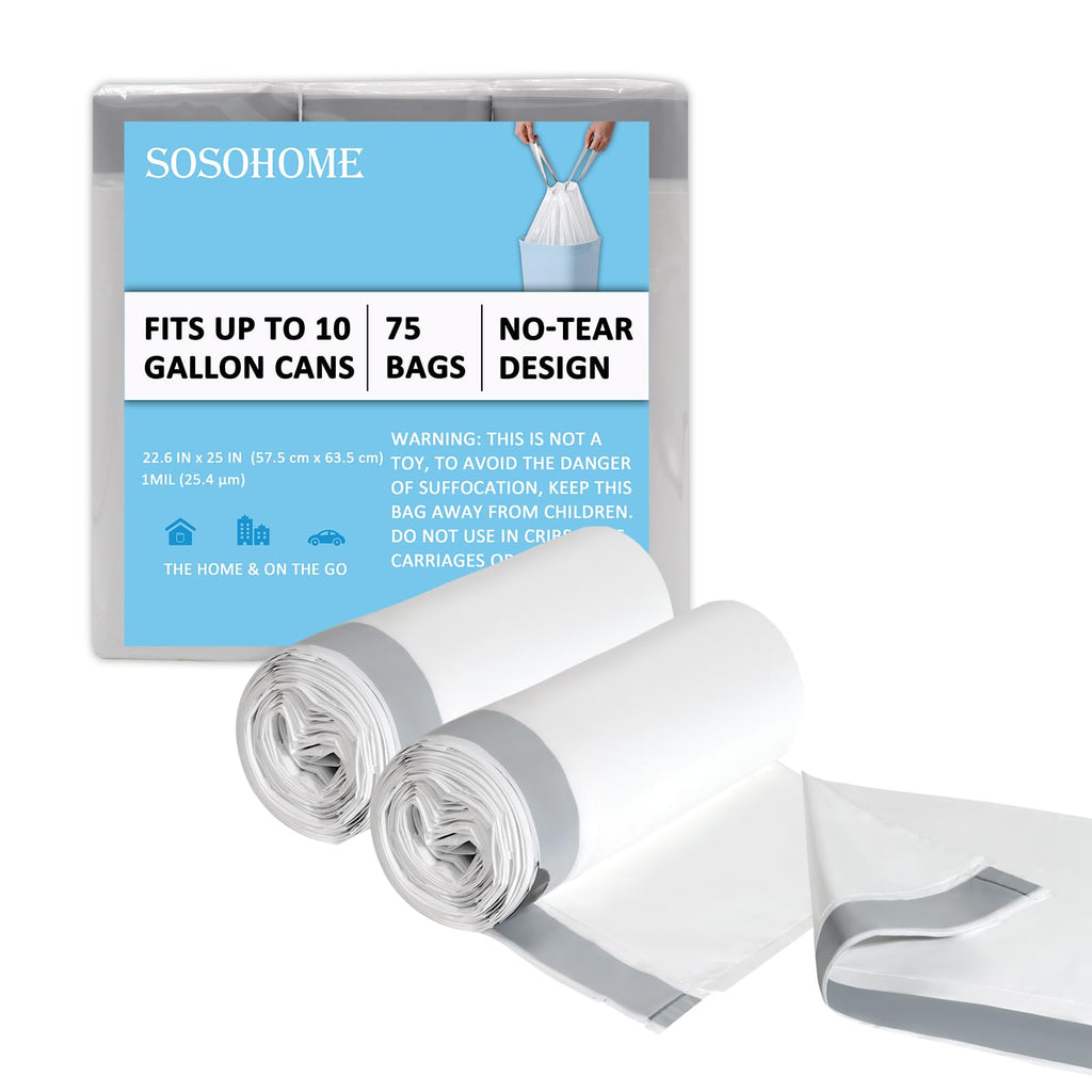 10 Gallon White 1 Mil Drawstring Trash Bags 75 Count Z989871