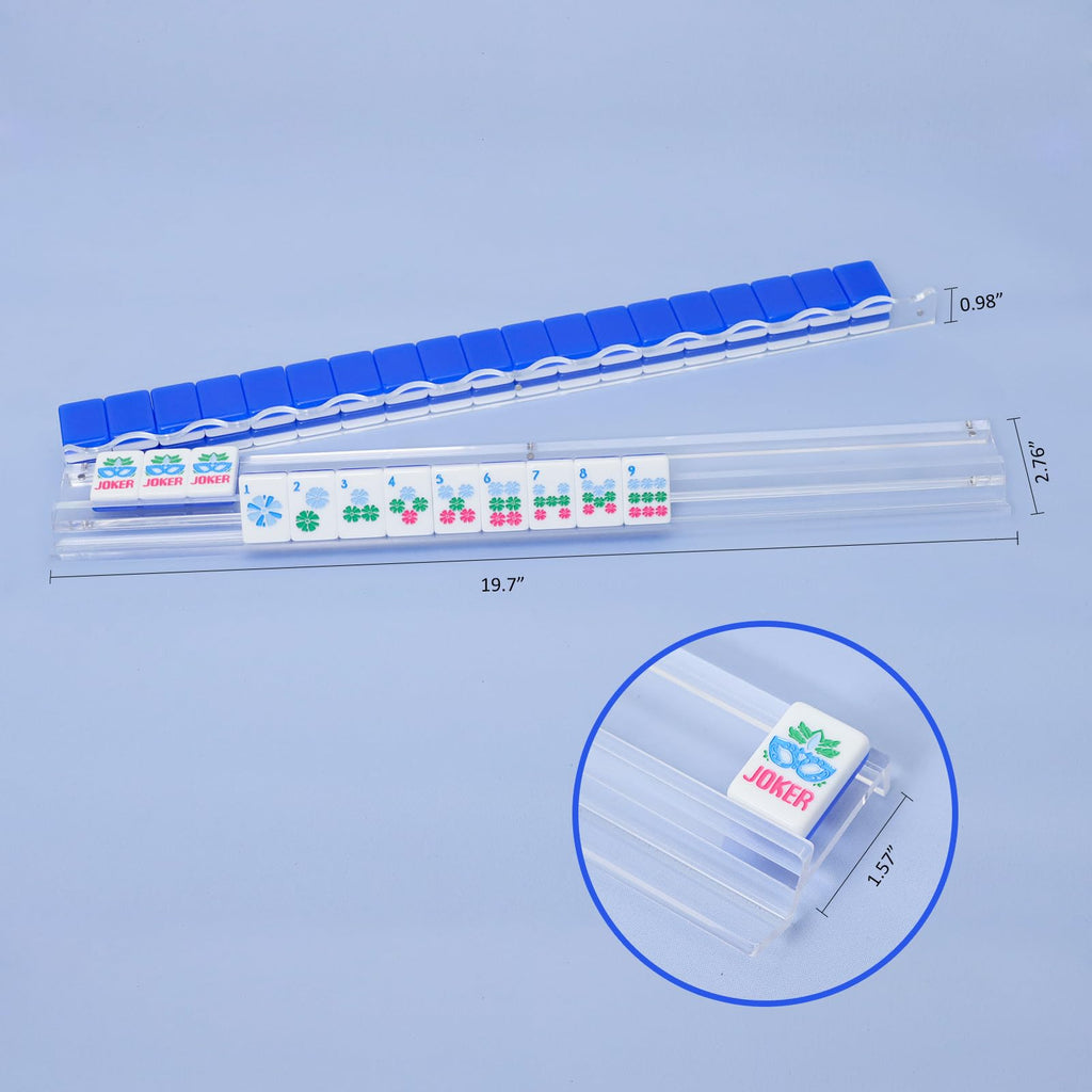 4-Pack Clear Acrylic Mahjong Racks with Pushers 19.7" Q52674