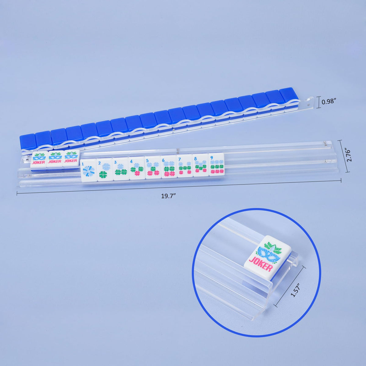 4-Pack Clear Acrylic Mahjong Racks with Pushers 19.7" Q52674