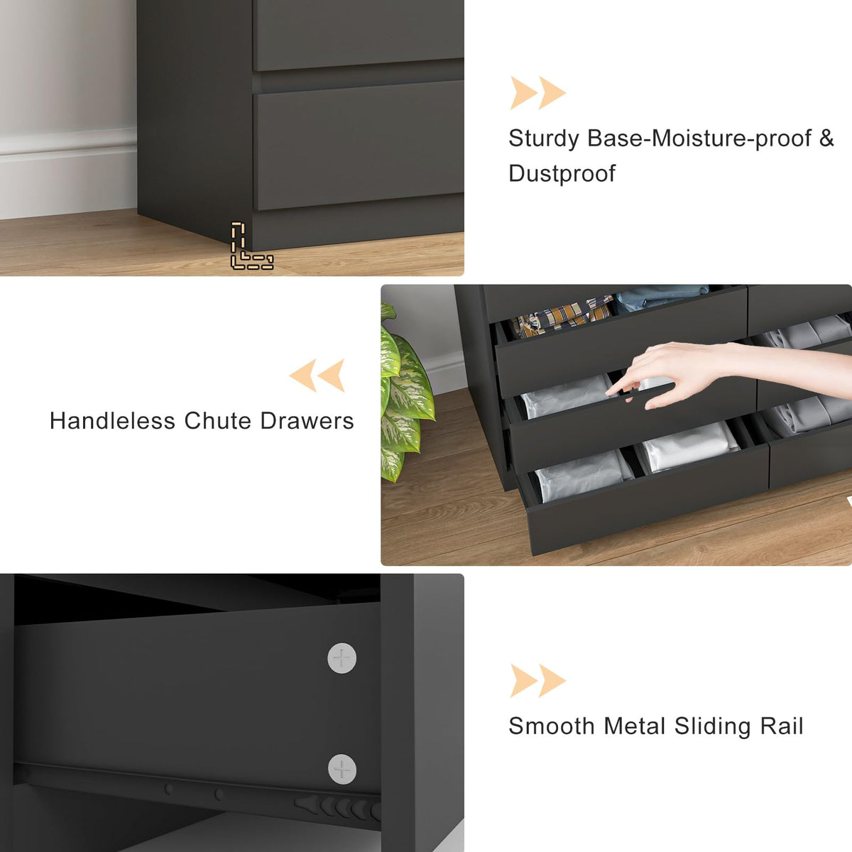 Black 8 Drawer Double Dresser T716034