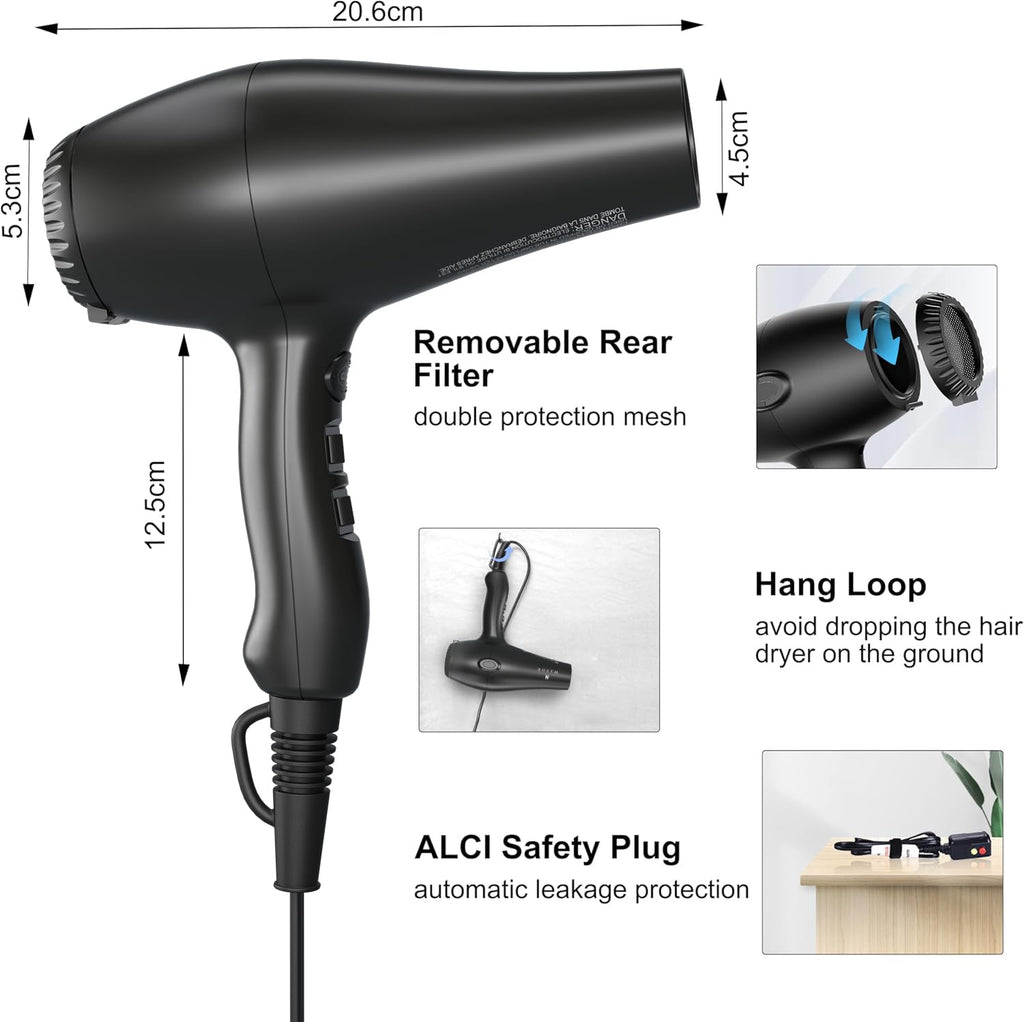 1875W Ionic Hair Dryer with Diffuser E423