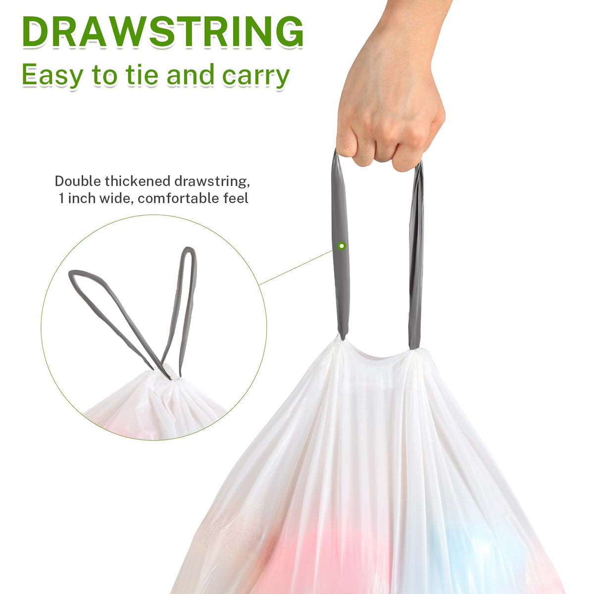 10 Gallon White 1 Mil Drawstring Trash Bags 75 Count Z989871