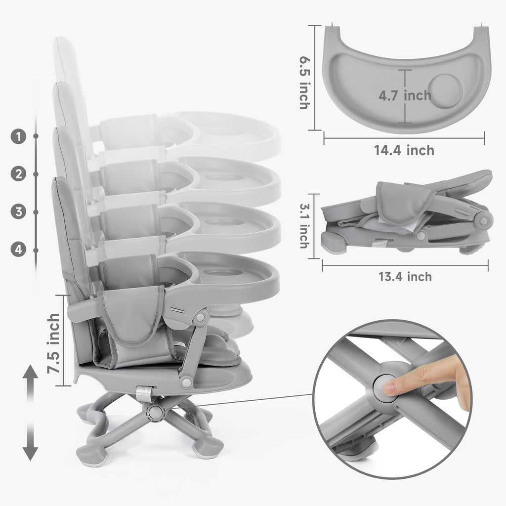 Foldable Baby High Chair Booster Seat with Removable Tray F2783