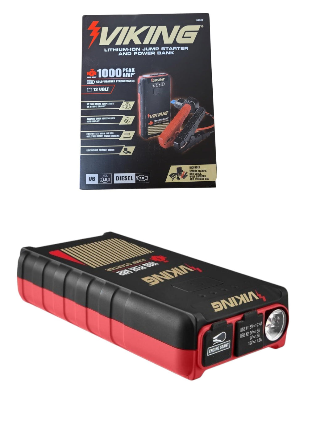 1000 Peak amp Lithium-ion Jump Starter and Power Bank P4882