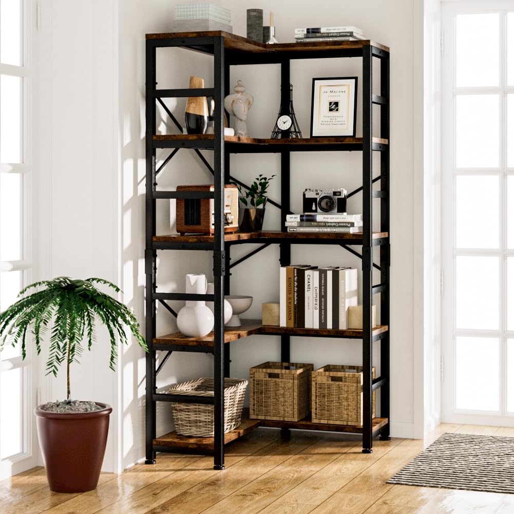 5-Tier L-Shaped Corner Bookshelf V452