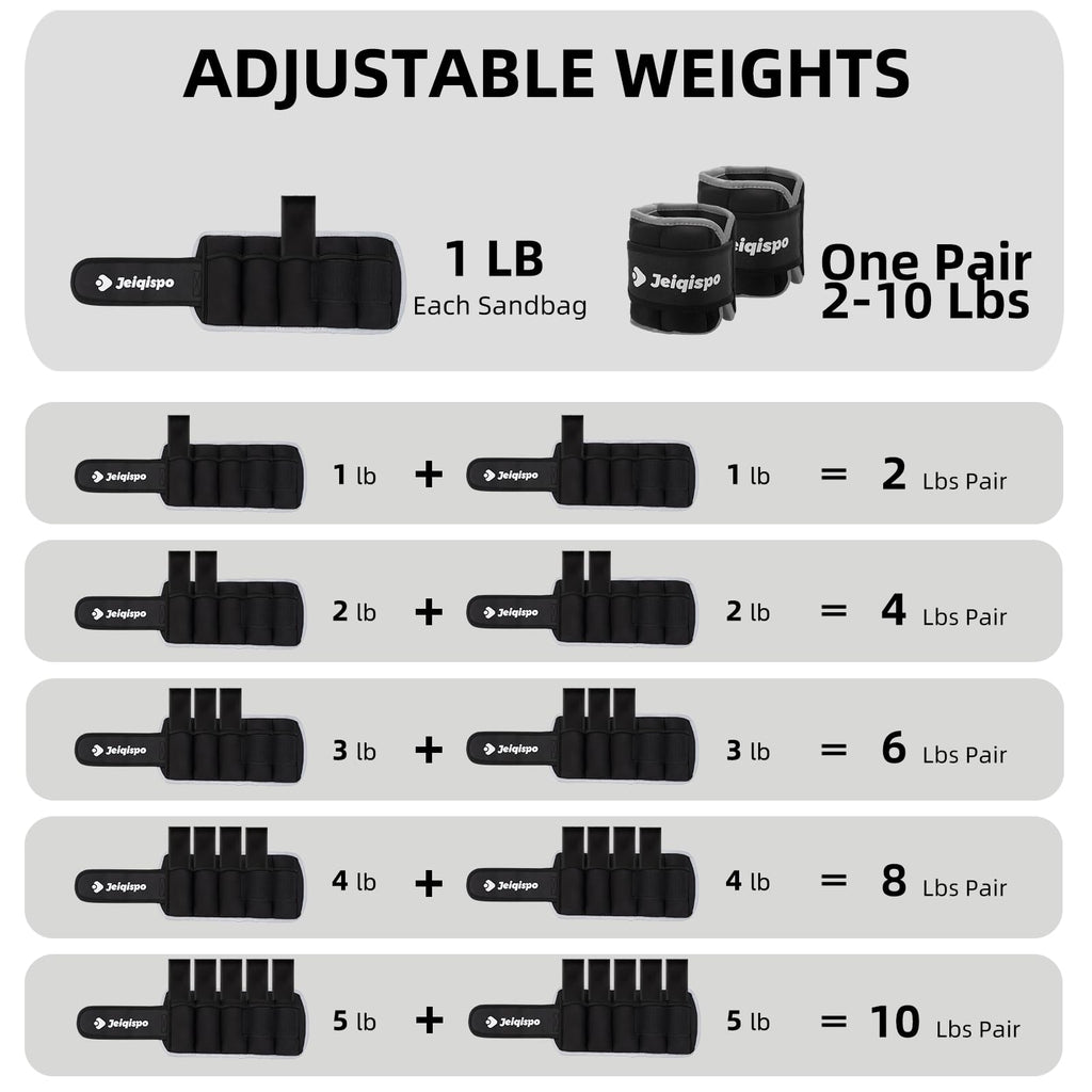 Adjustable Ankle Weights 1 Pair Removable Weight O1141