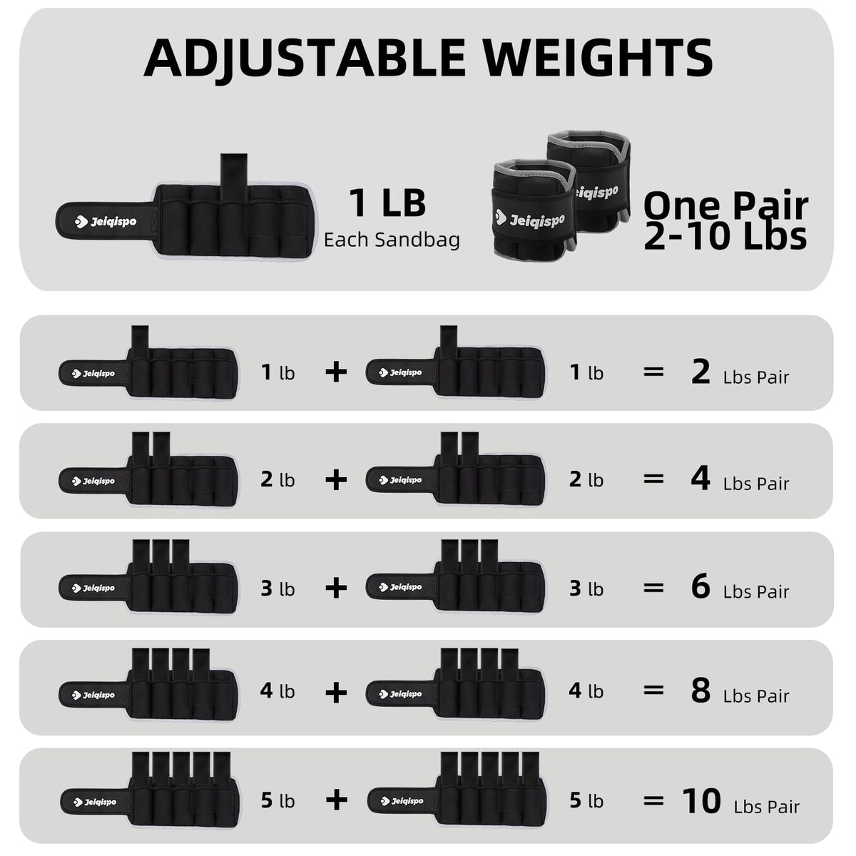 Adjustable Ankle Weights 1 Pair Removable Weight O1141