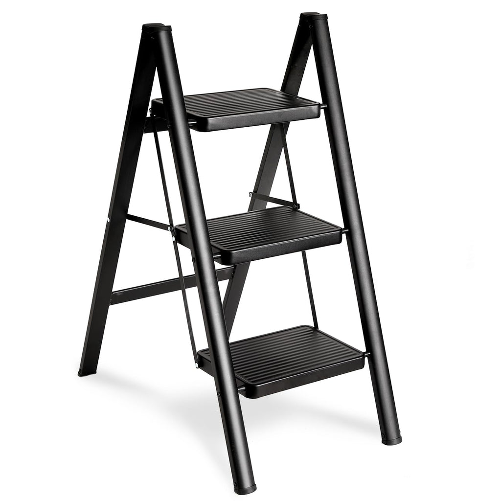 Black 3 Step Steel Folding Ladder F85556