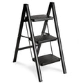 Black 3 Step Steel Folding Ladder F85556