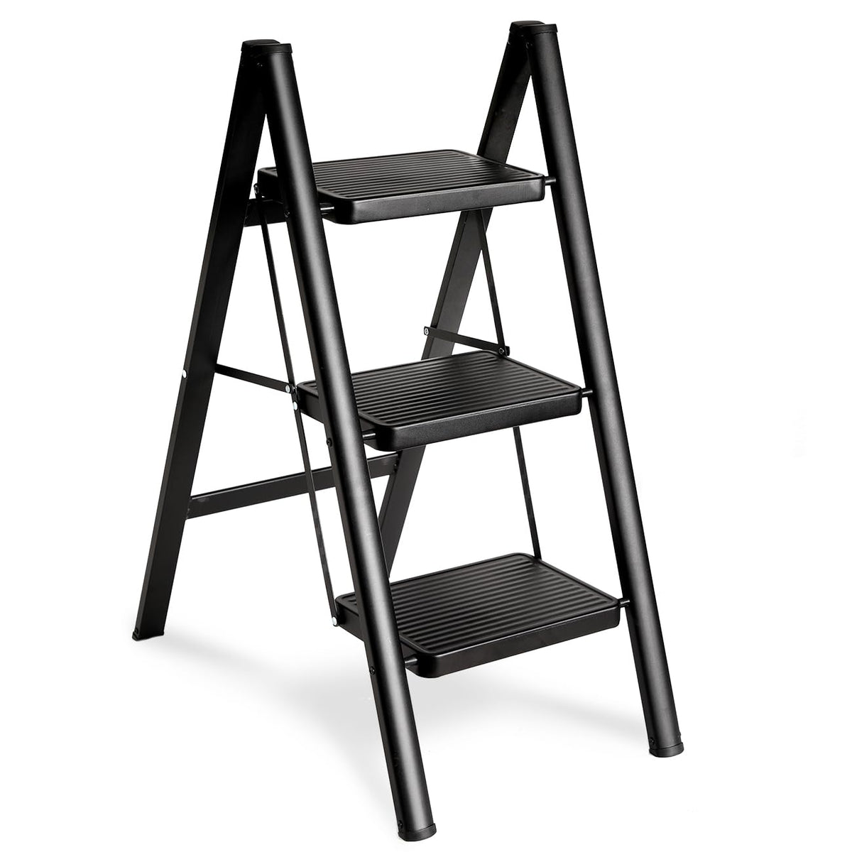 Black 3 Step Steel Folding Ladder F85556