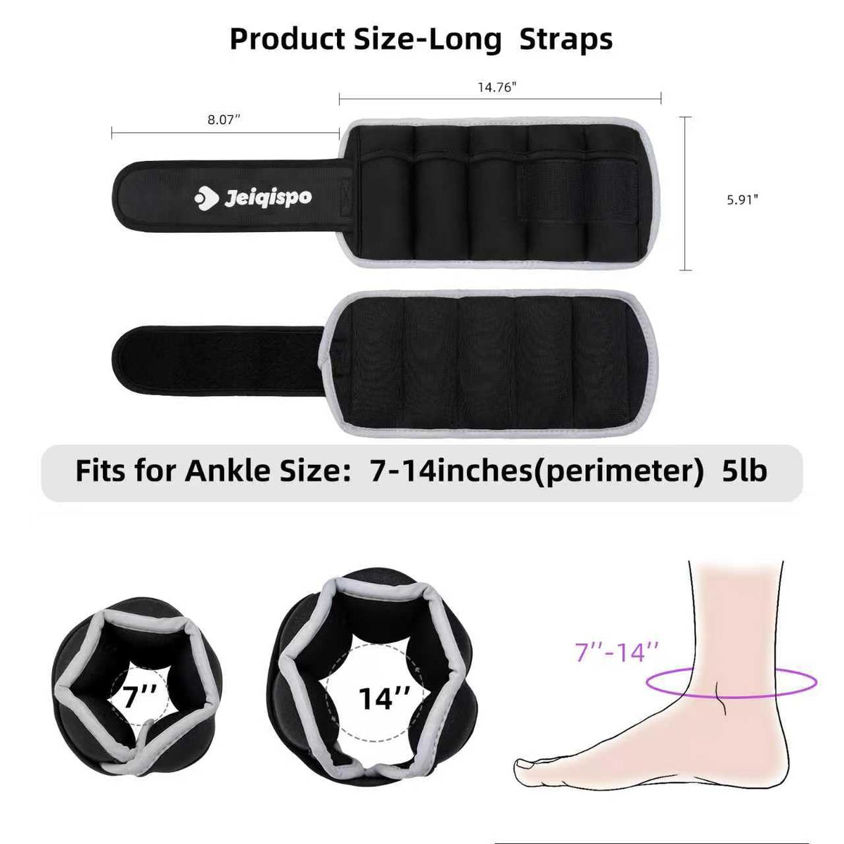 Adjustable Ankle Weights 1 Pair Removable Weight O1141