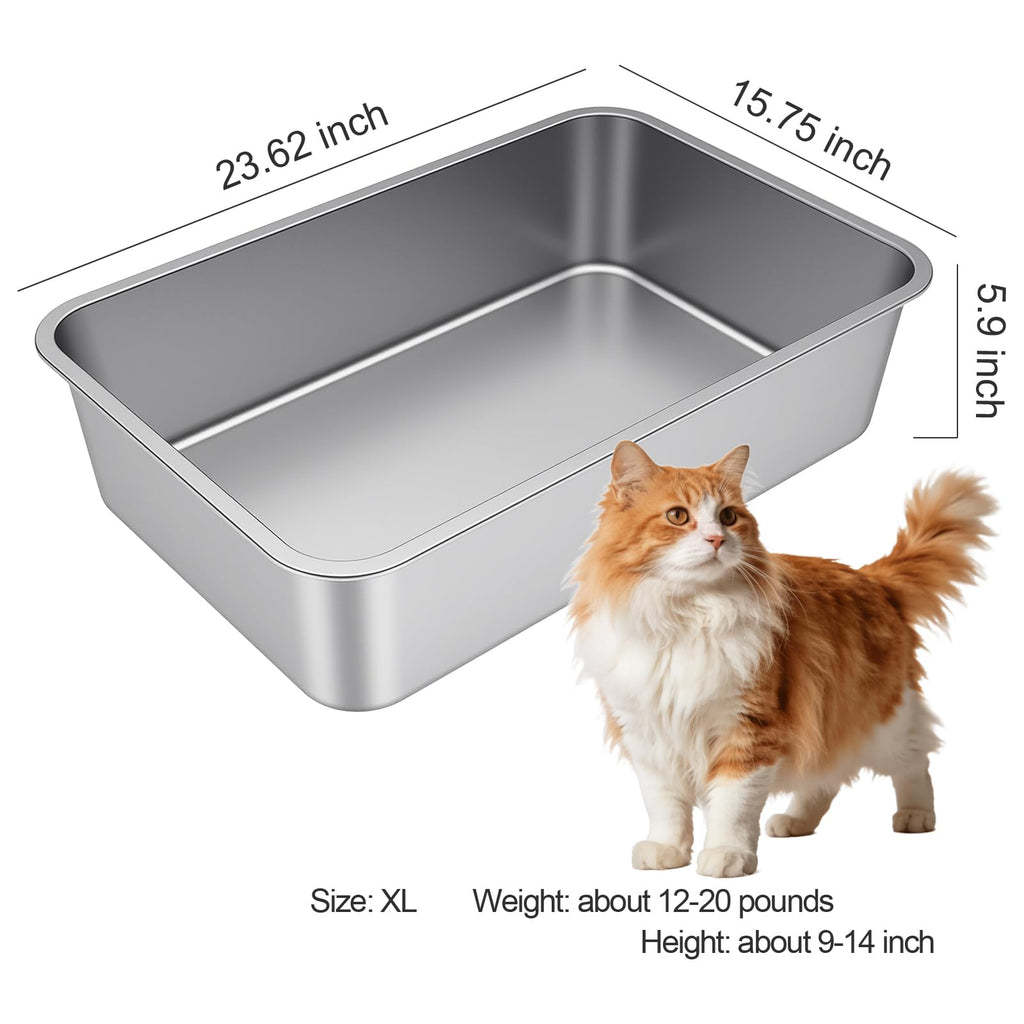 X-Large High Sided Stainless Steel Cat Litter Box K328