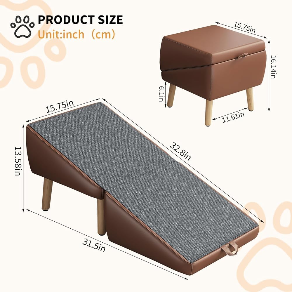 Foldable 2-in-1 Pet Ottoman Dog Safety Ramp O117