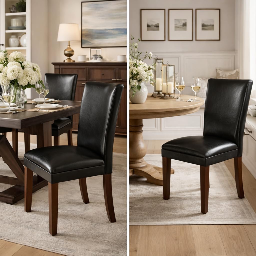 Black Faux Leather Dining Chair Set of 2 B784