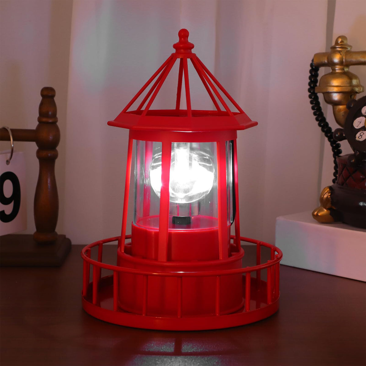 Solar Powered Rotating Lighthouse Garden Light F350644