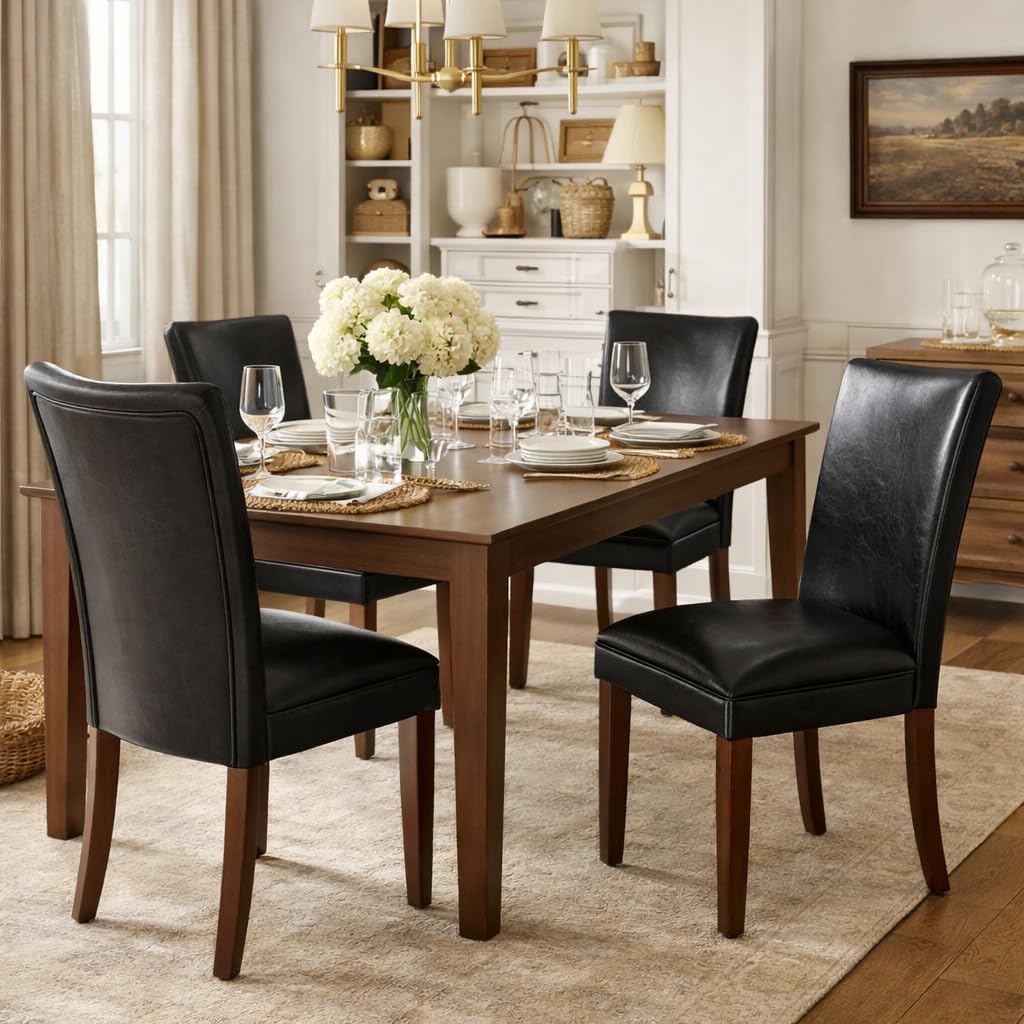 Black Faux Leather Dining Chair Set of 2 B784
