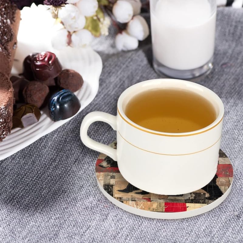 Set of 6 Ceramic Coasters with Holder Y9282