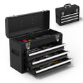 Black 3 Drawer Lockable Metal Tool Box D618309