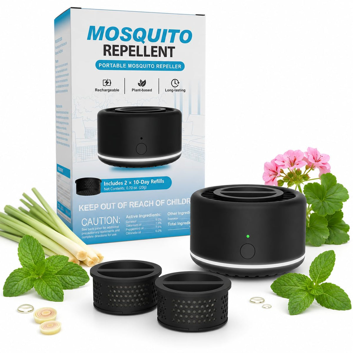 Rechargeable Mosquito Repeller with Refills X38512