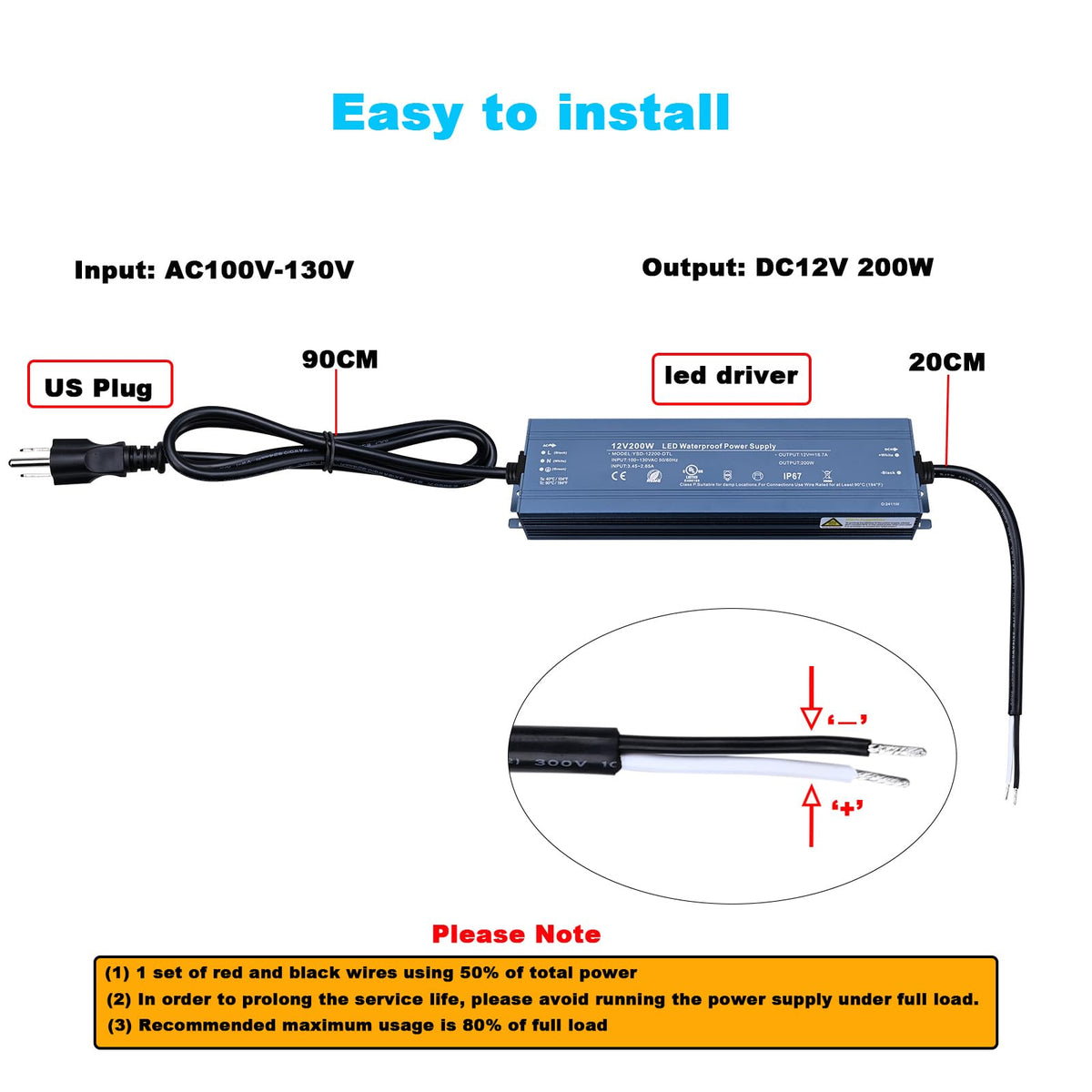12V 200W IP67 Waterproof LED Driver P275507