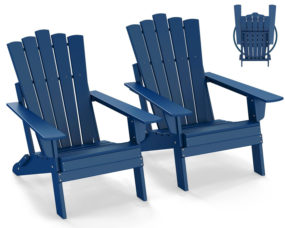 Blue Folding Adirondack Chairs Set of 2 V1826