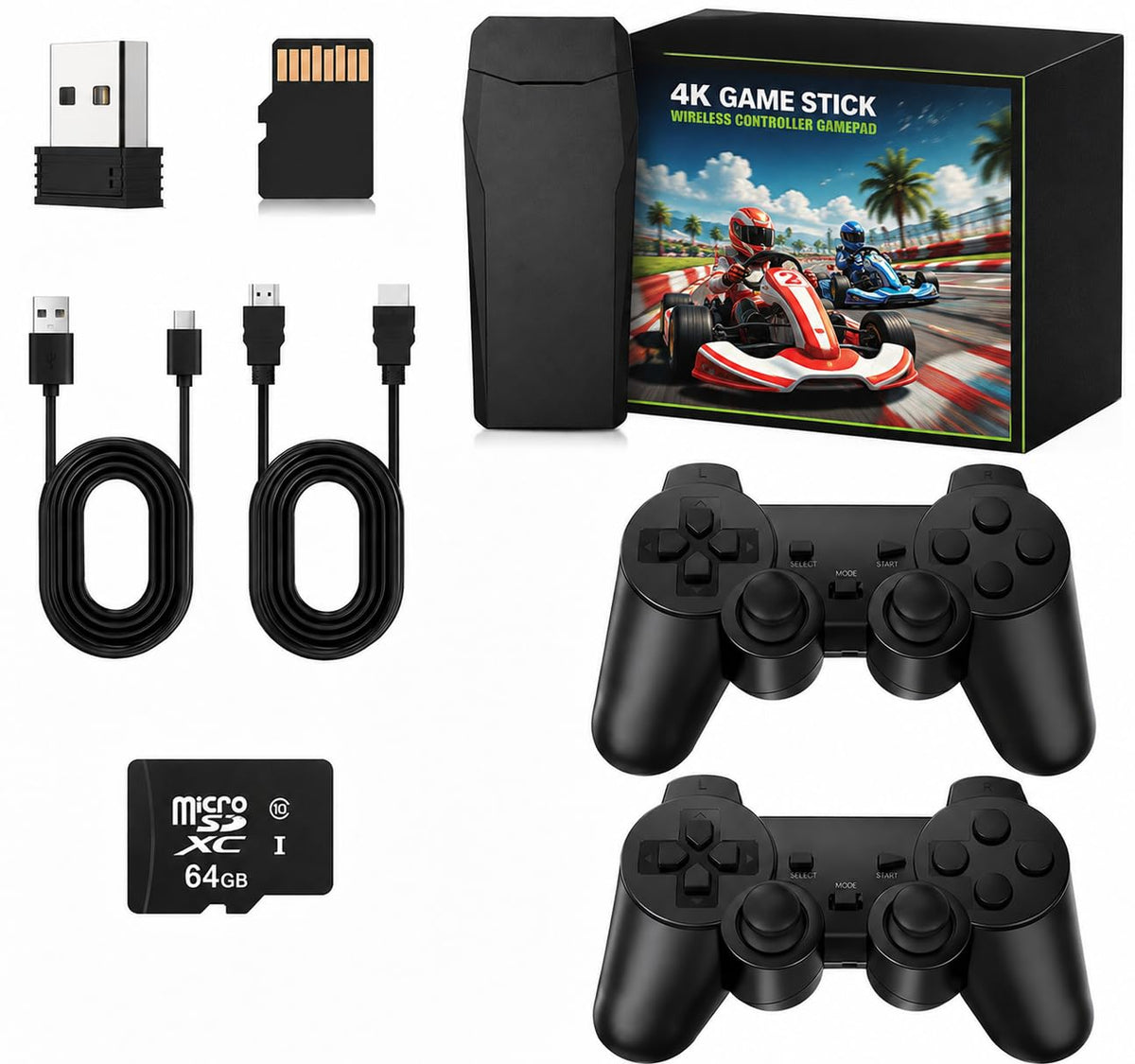 Wireless Retro Game Console Stick with 2.4G Controllers, 4K HDMI, 32G W275071