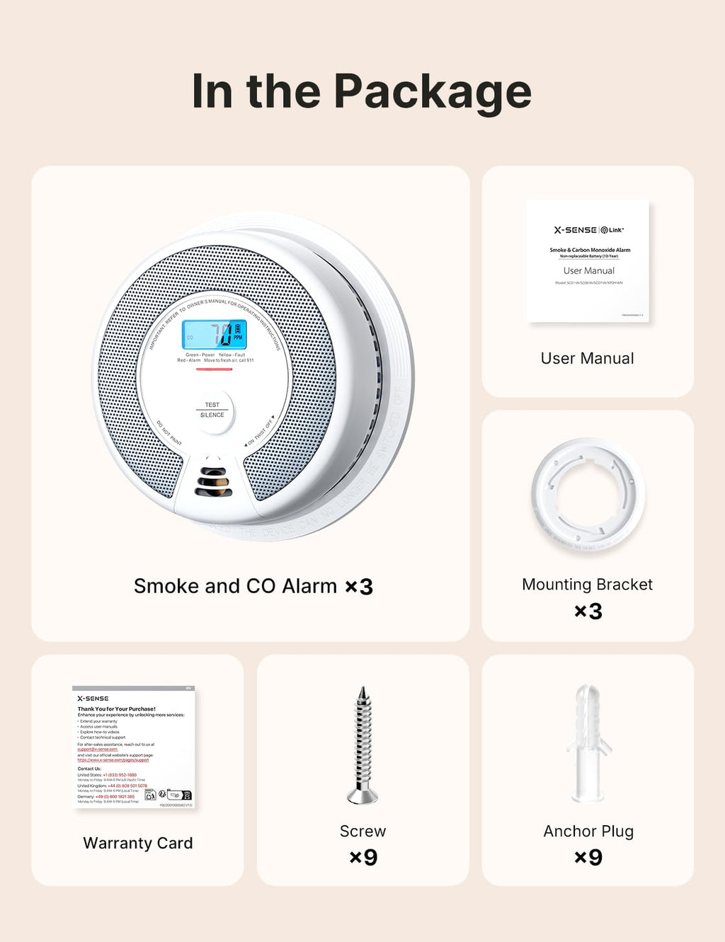 Smoke and Carbon Monoxide Detector Combo 3-Pack Z39527