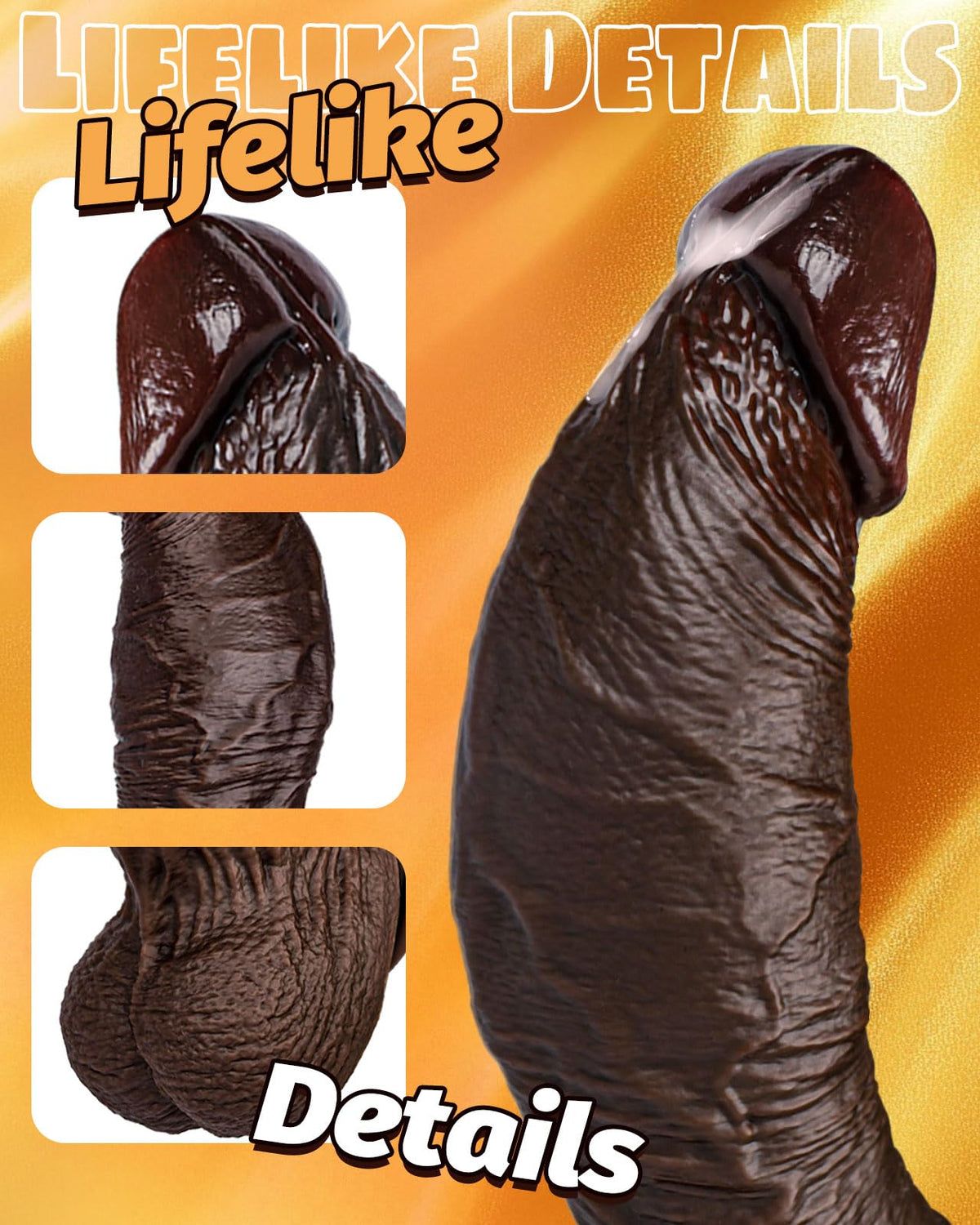10.5'' Thick Black Realistic Curved Dildo F161646