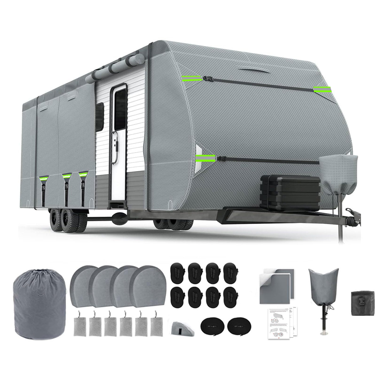 24-27FT 8 Layers Windproof RV Cover with Tire Cover A817864