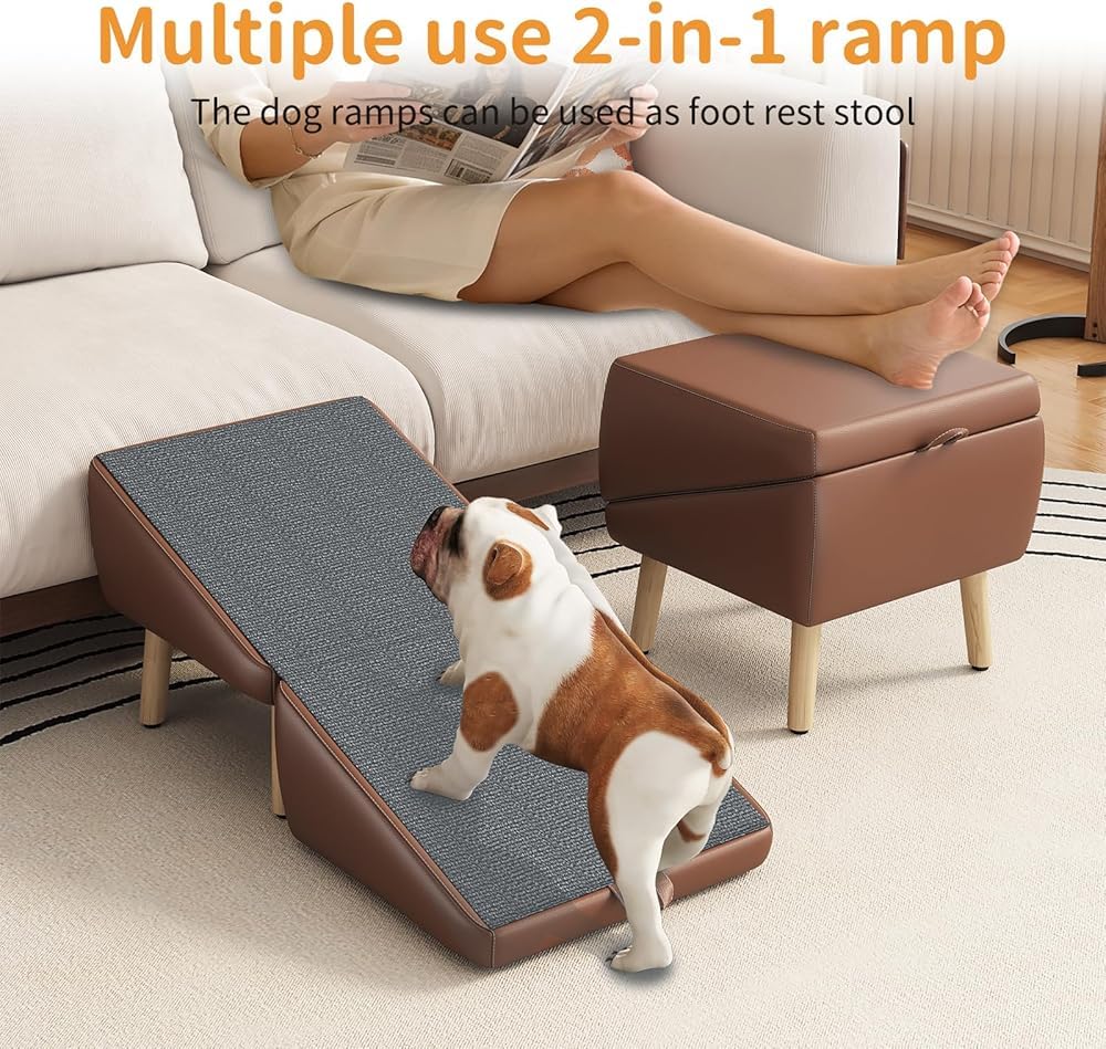 Foldable 2-in-1 Pet Ottoman Dog Safety Ramp O117