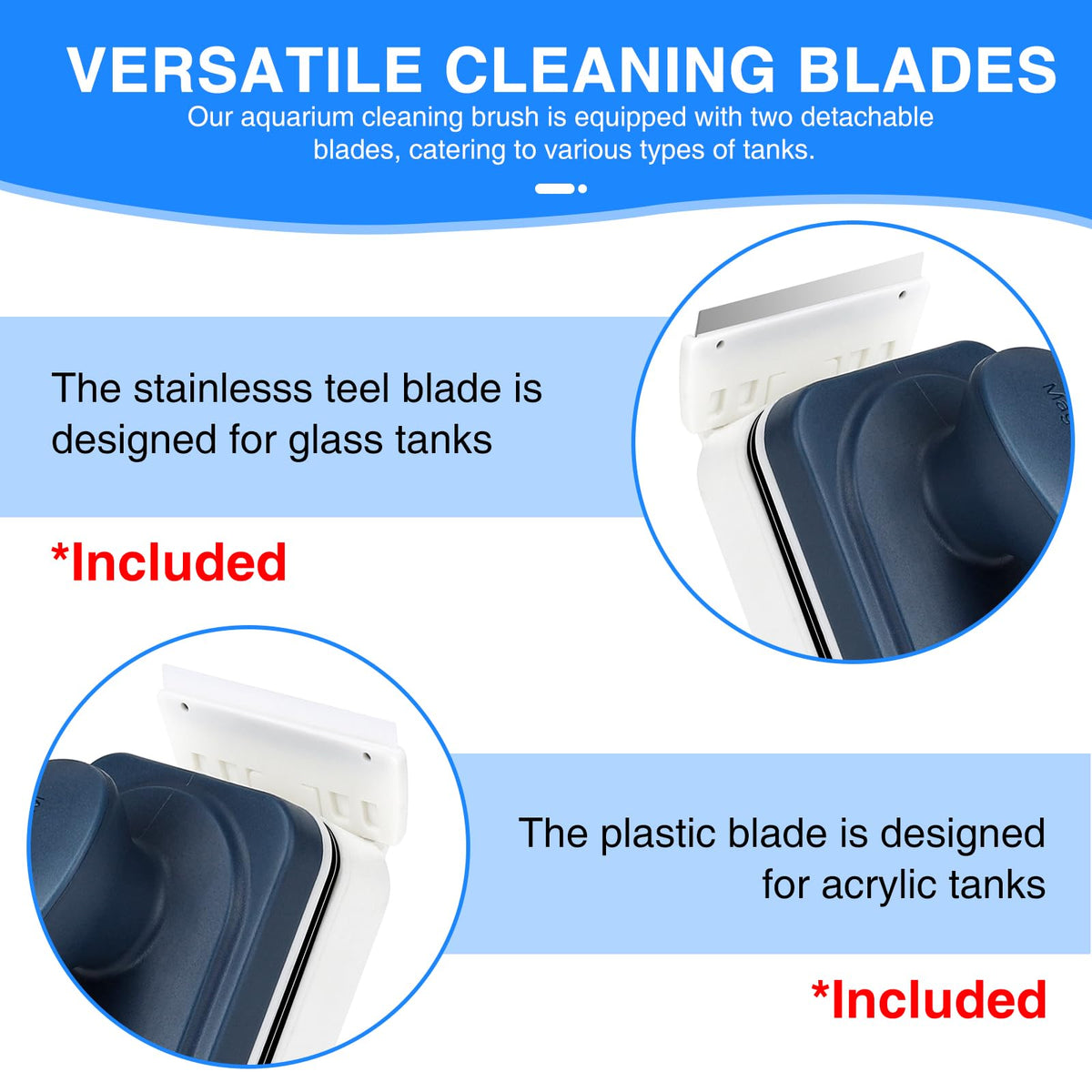 Magnetic Glass Cleaner Brush with 2 Detachable Scrapers G86199