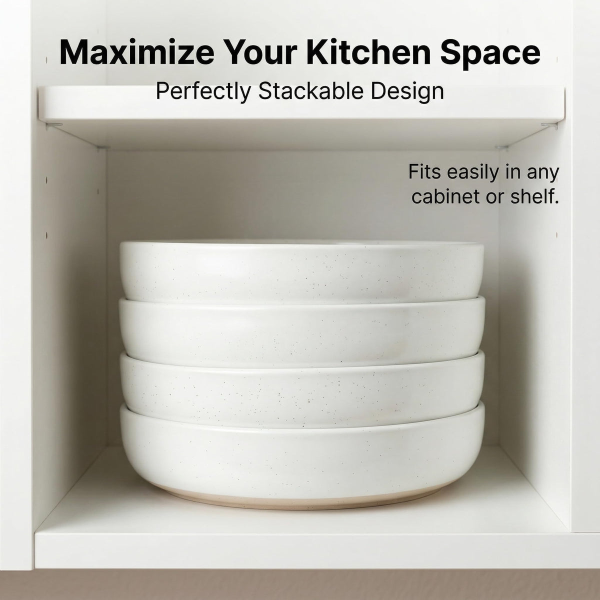 White Ceramic Pasta Bowls Set of 4 R692