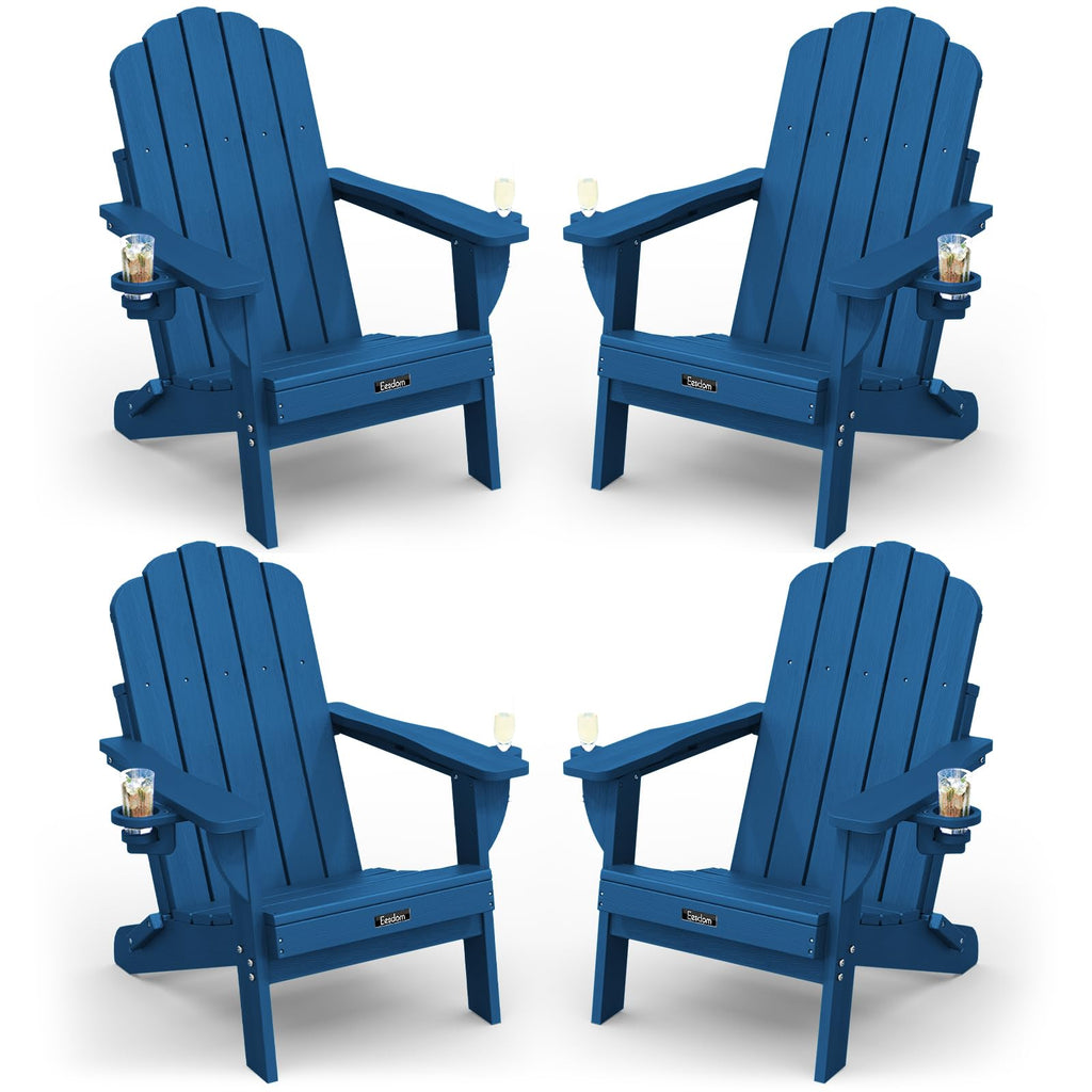 Folding Adirondack Chairs Set of 4 with 2 Cup Holders S651500