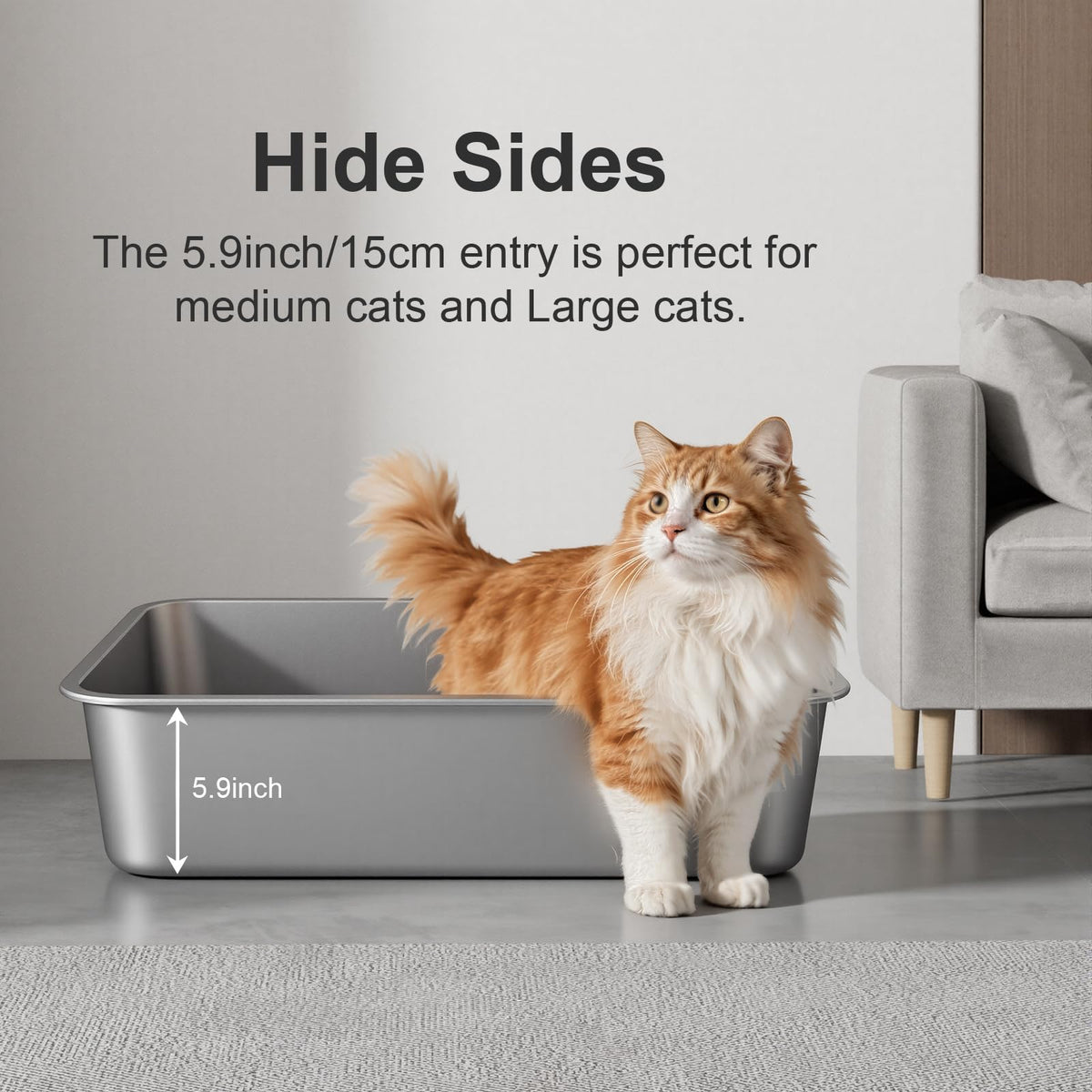 X-Large High Sided Stainless Steel Cat Litter Box K328