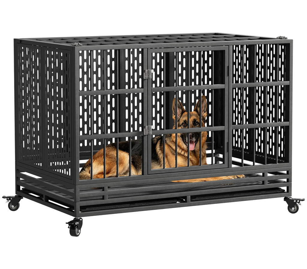48 Inch Heavy Duty Metal Dog Crate with Wheels U561764