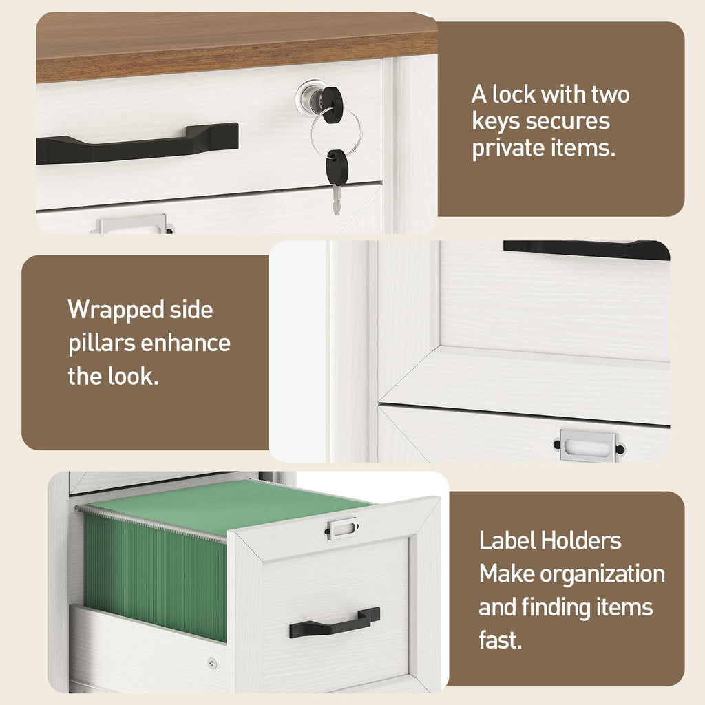 3 Drawer File Cabinet with Lock Set of 2 S611